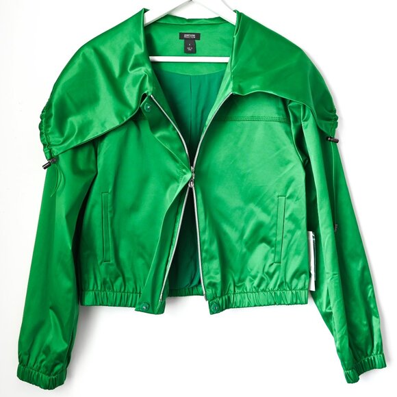 KENNETH COLE REACTION Kelly Green Lined Satin Look Jacket - NWT - Size Small - Picture 4 of 14